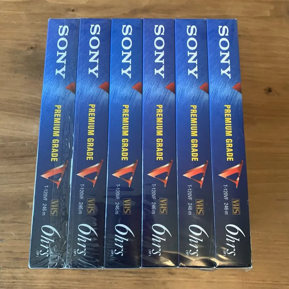 Sony T-120VF 246m VHS 6 Hour Premium Grade NOS Pack of 6
